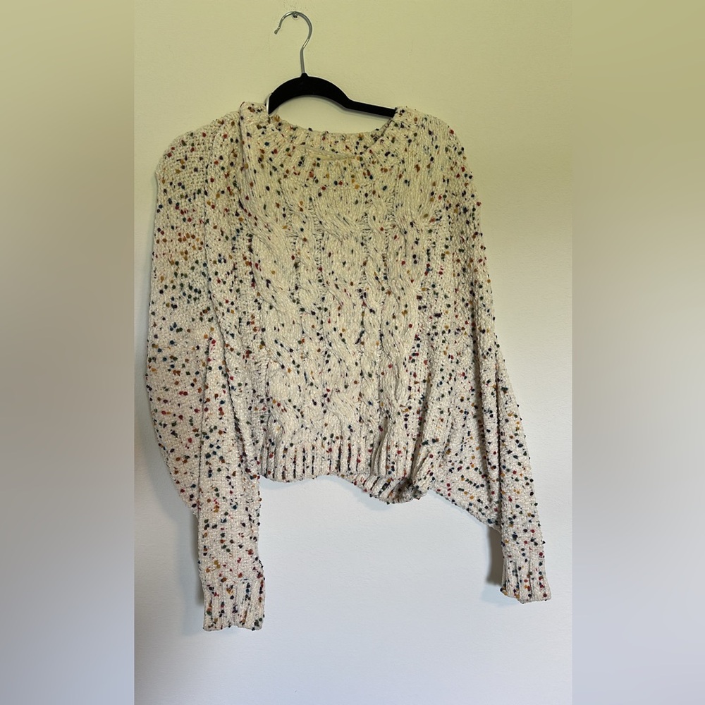 Eesome Cream Crew Neck Sweater with Textured Knit